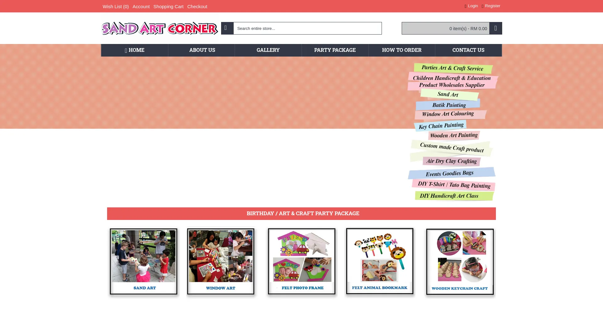 Website screenshot of Sandartcorner.com