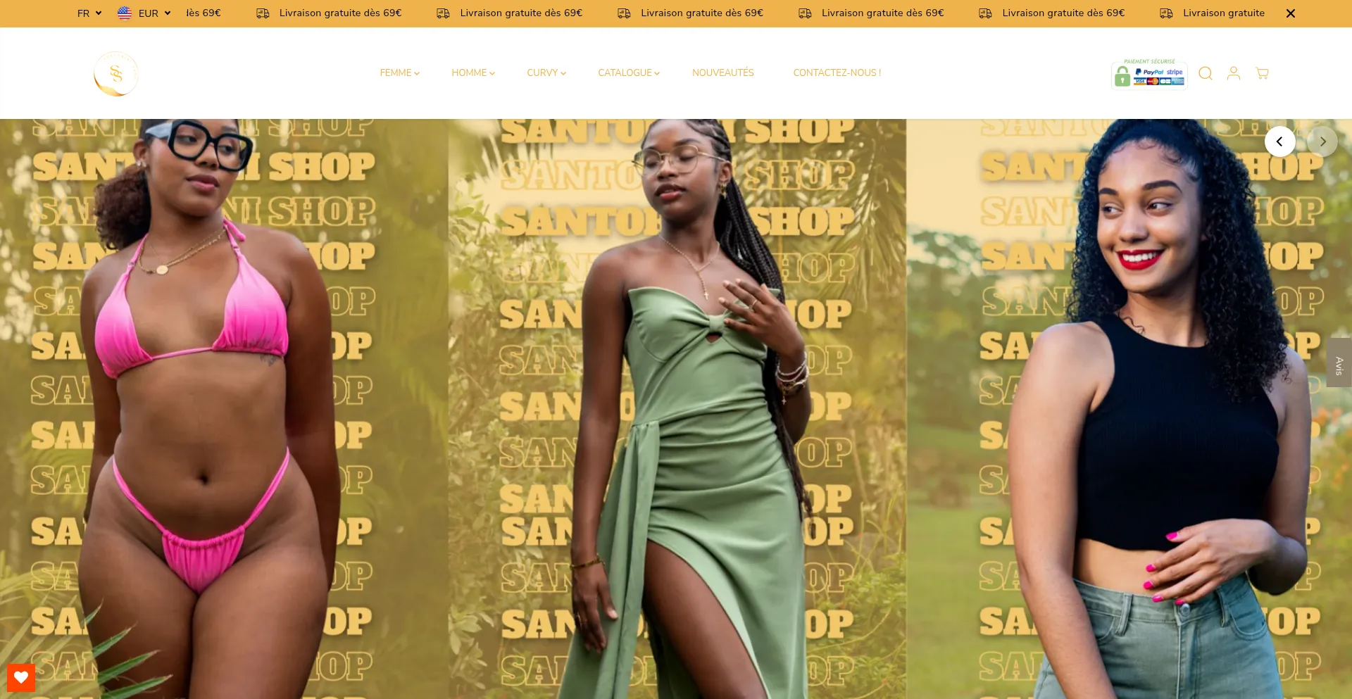 Website screenshot of Santorini-shop.fr