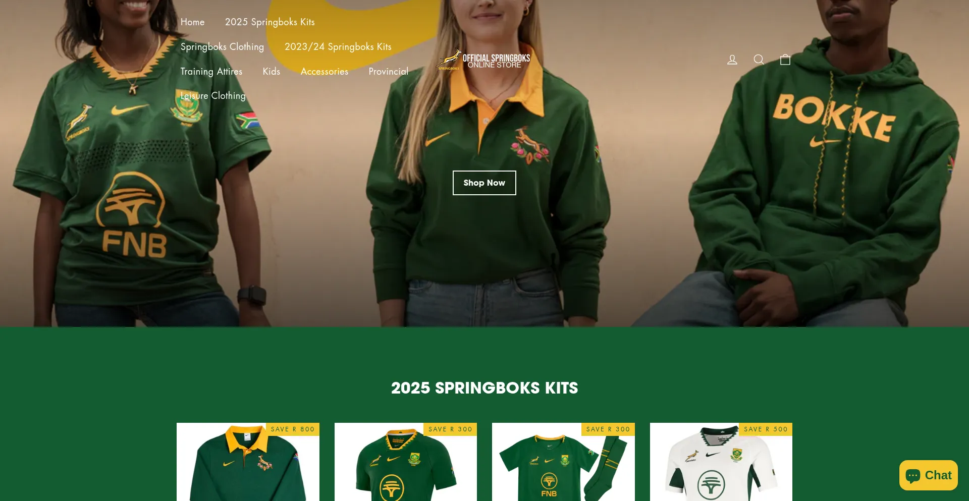 Website screenshot of Sarugbyshops.co.za