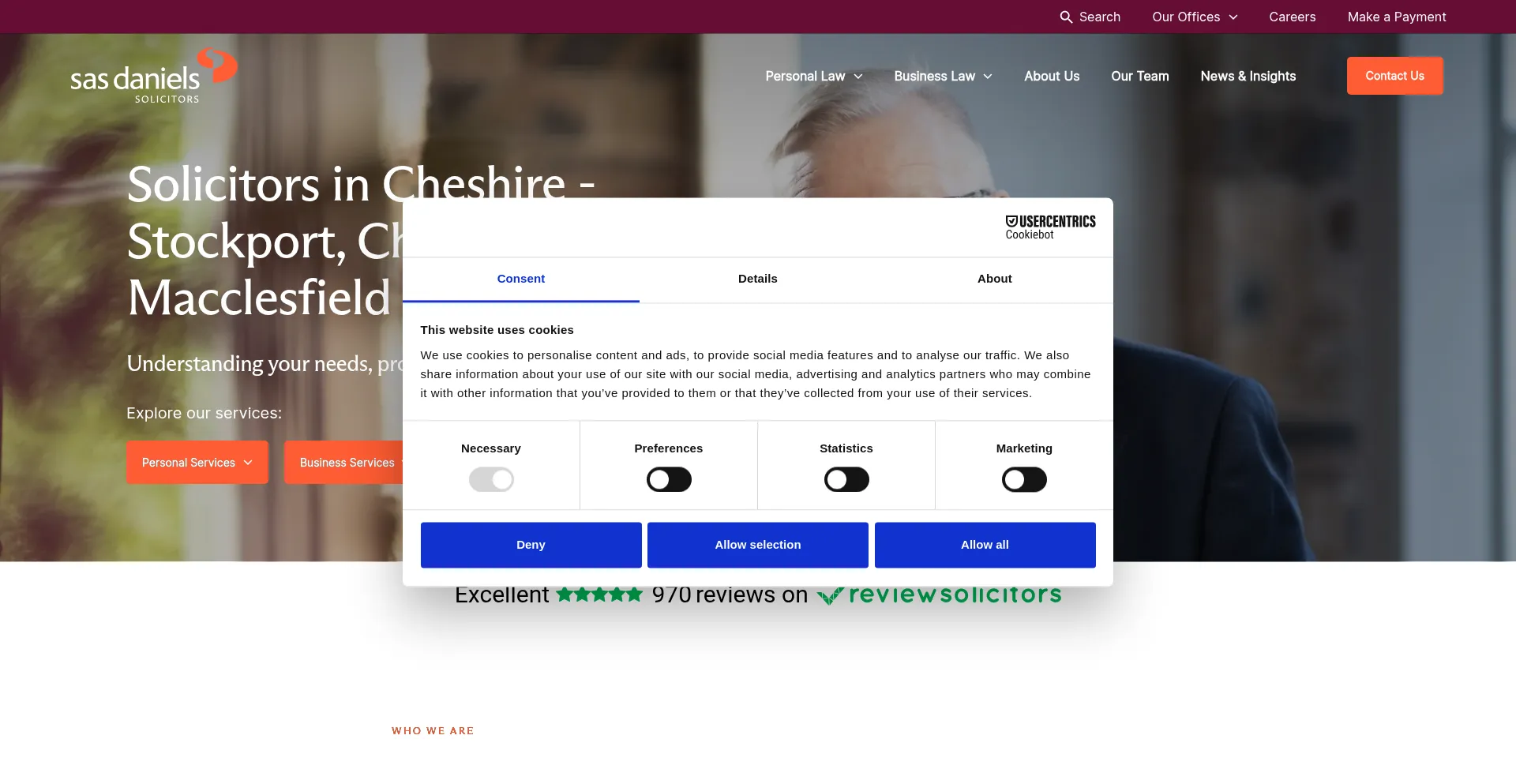 Website screenshot of Sasdaniels.co.uk