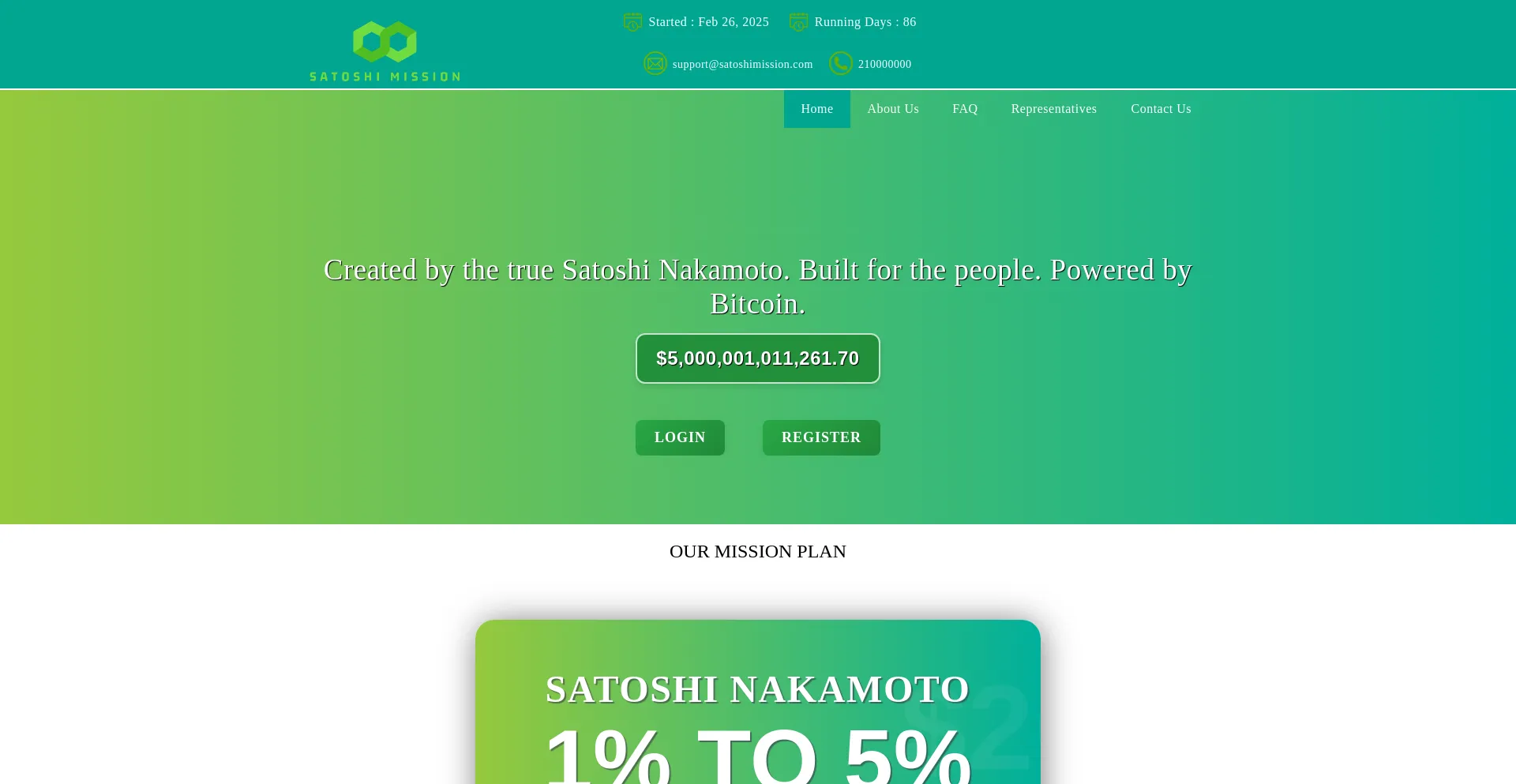 Website screenshot of Satoshimission.com