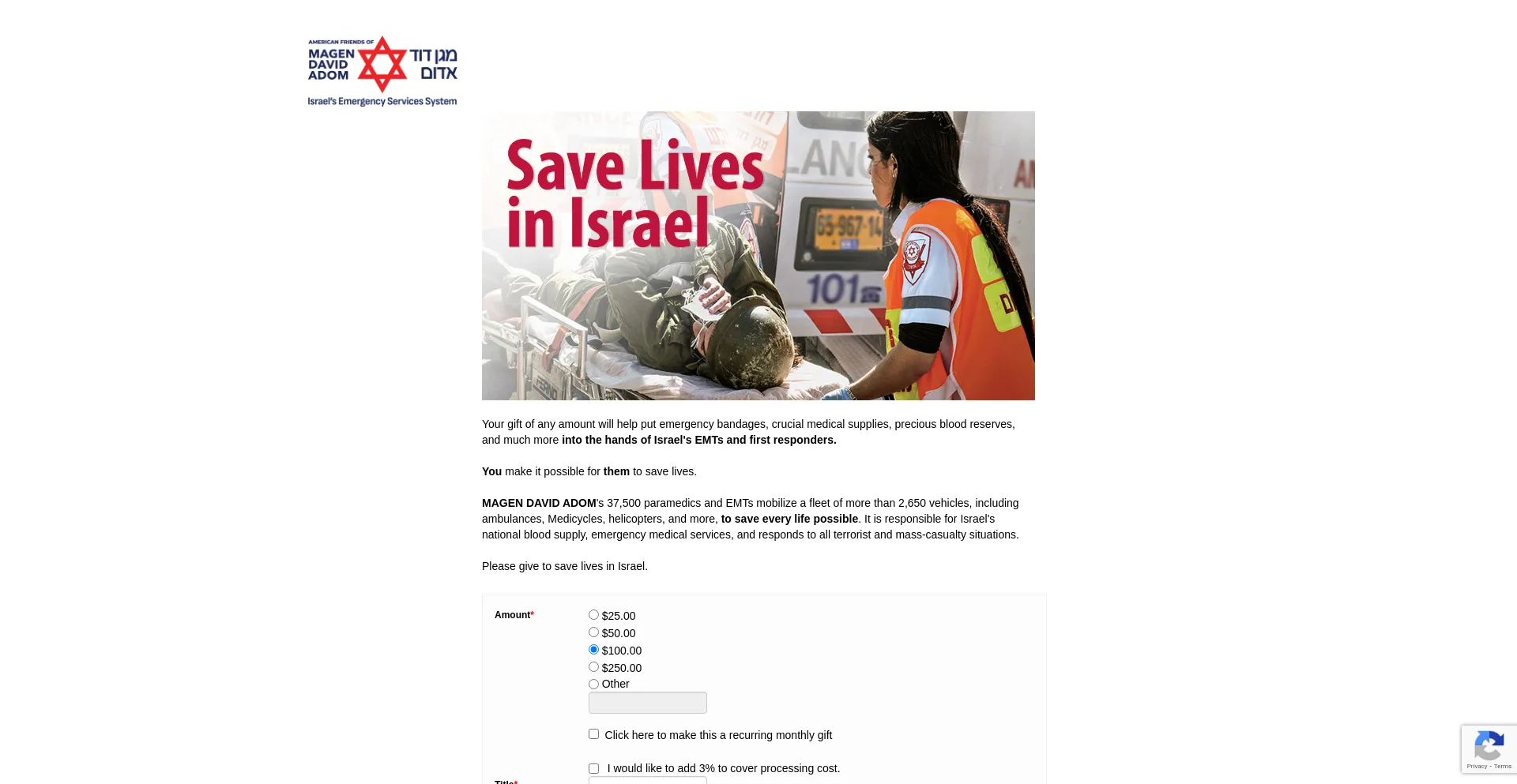 Website screenshot of Savelifeisrael.com