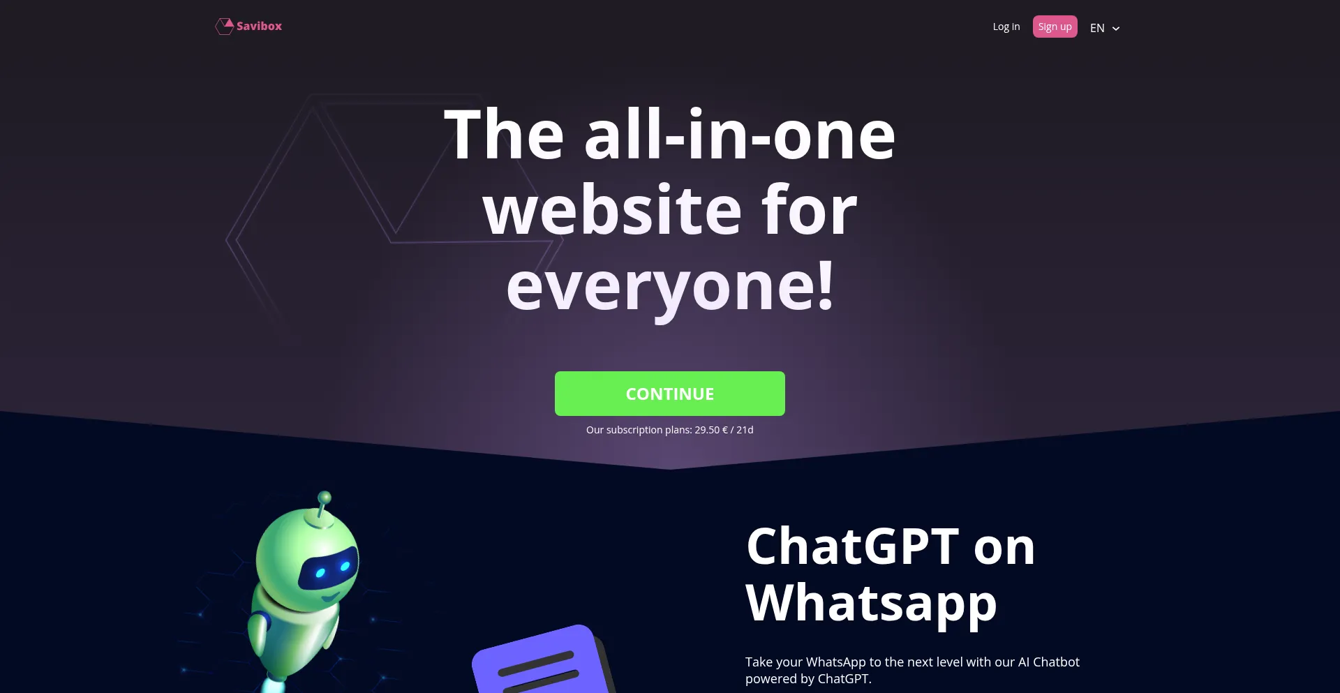 Website screenshot of Savibox.com