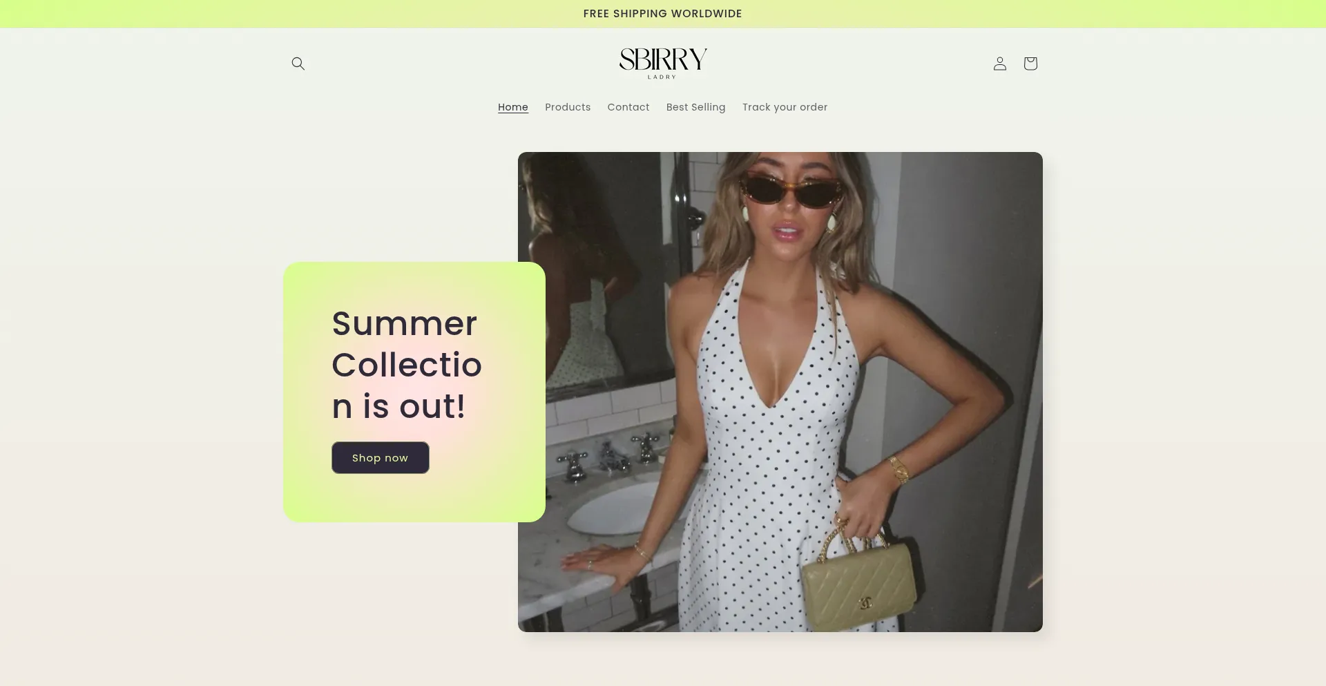 Website screenshot of Sbirryladry.store