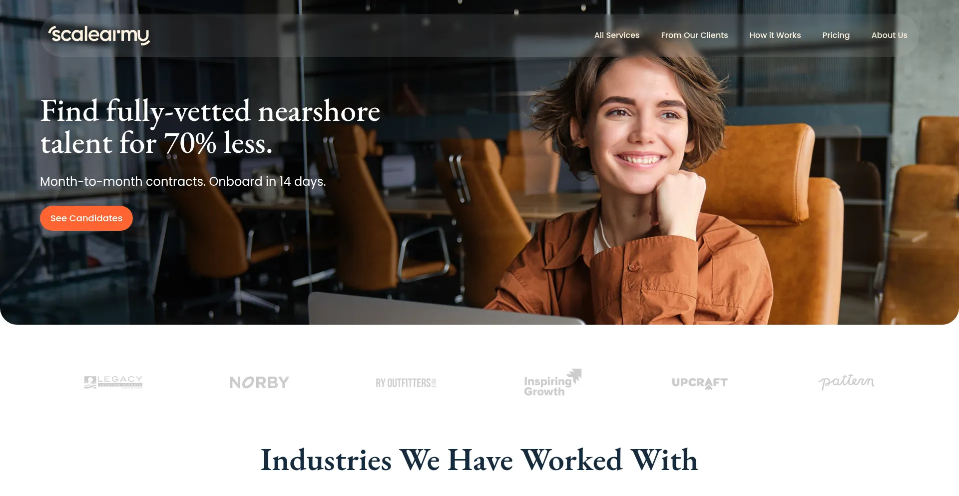 Website screenshot of Scalearmy.com
