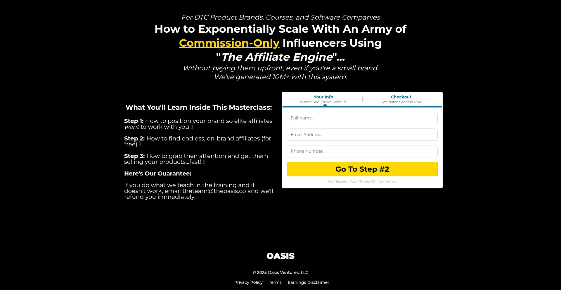 Website screenshot of Scalewithoasis.com