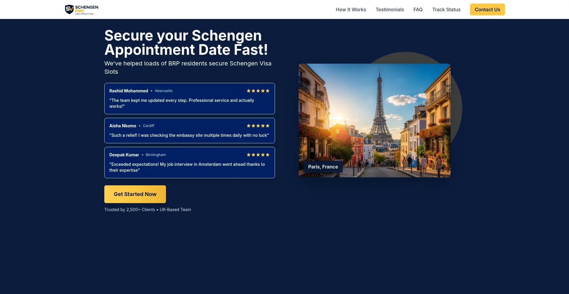 Website screenshot of Schengenpro.co.uk