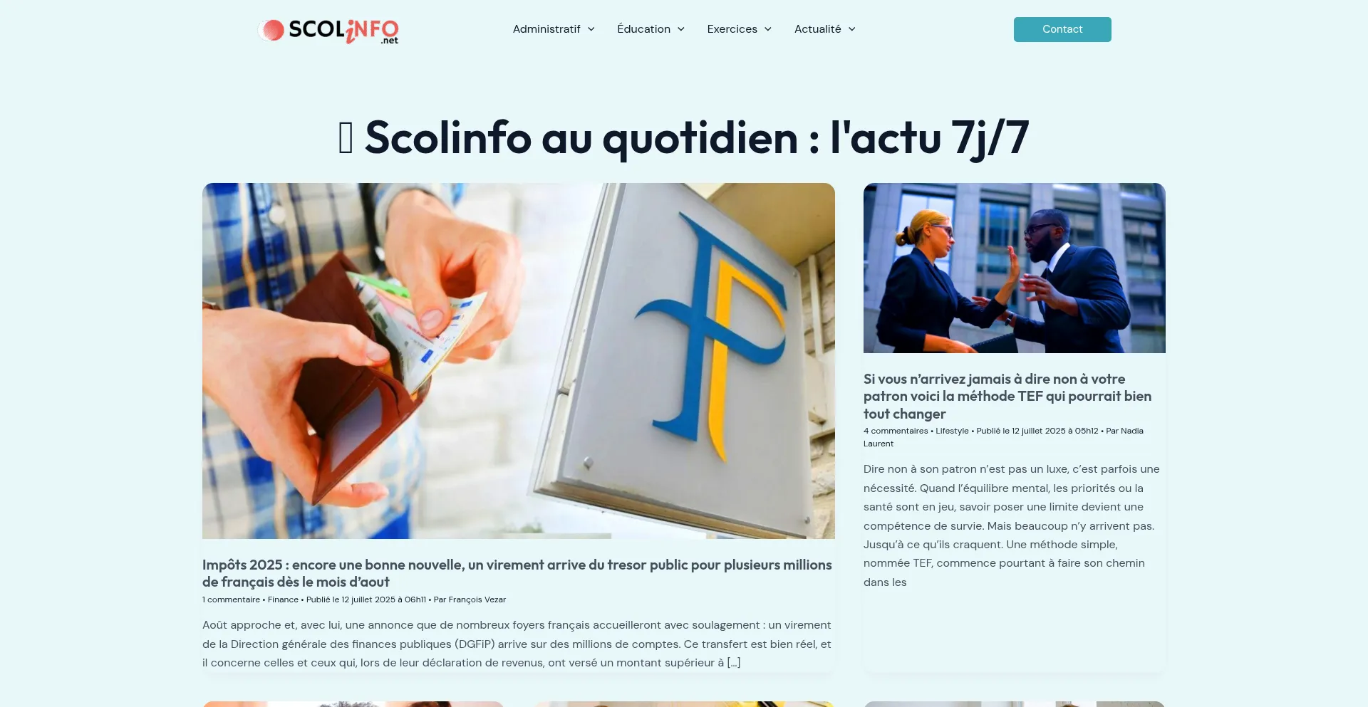 Website screenshot of Scolinfo.net