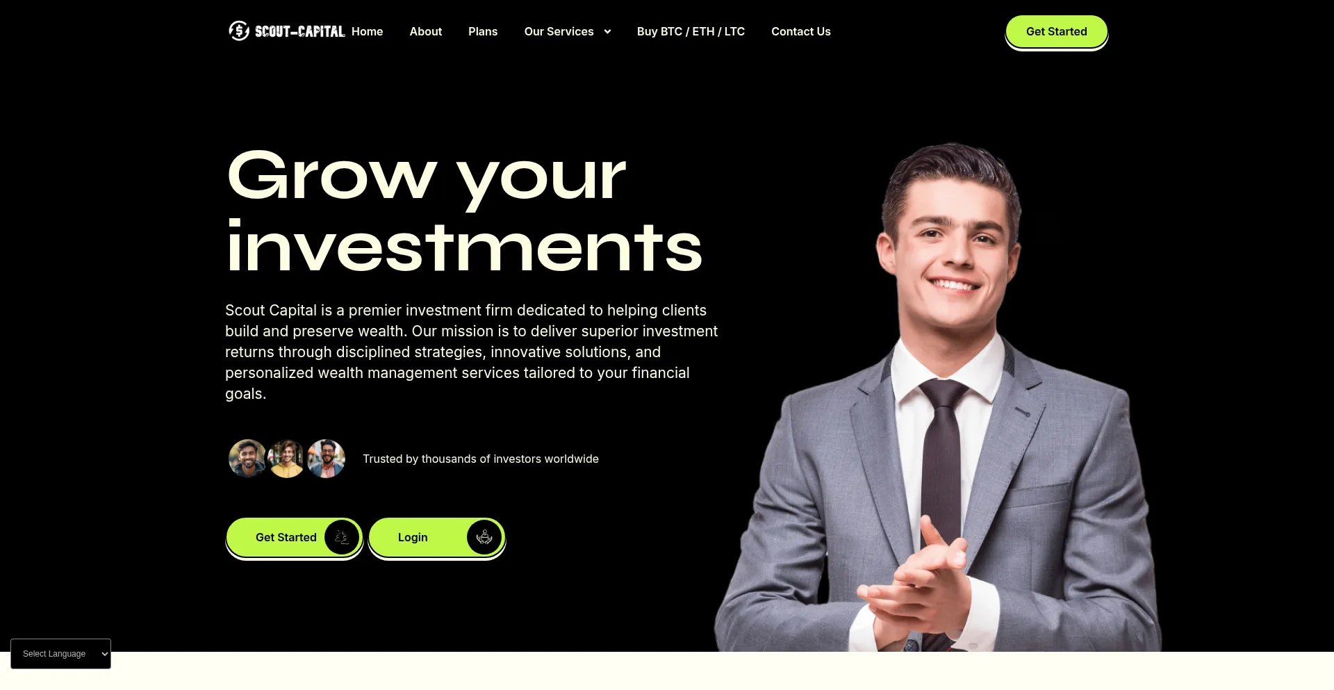 Website screenshot of Scout-capital.org