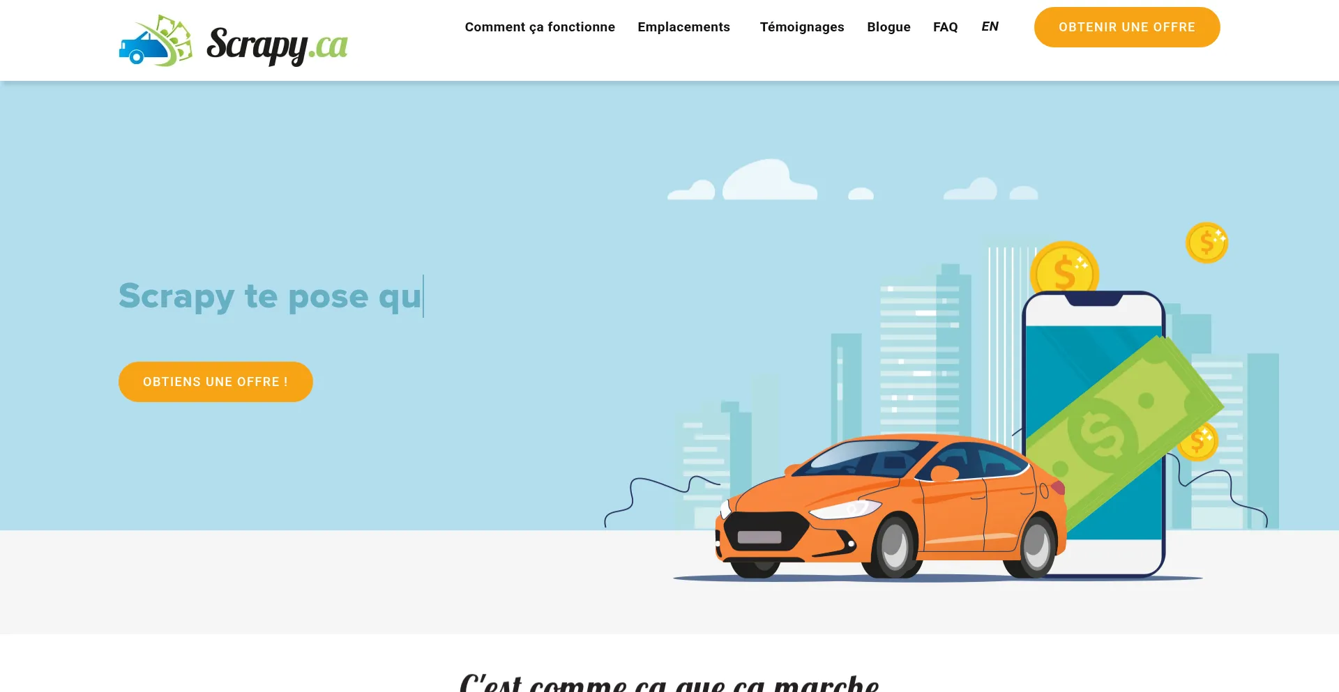 Website screenshot of Scrapy.ca