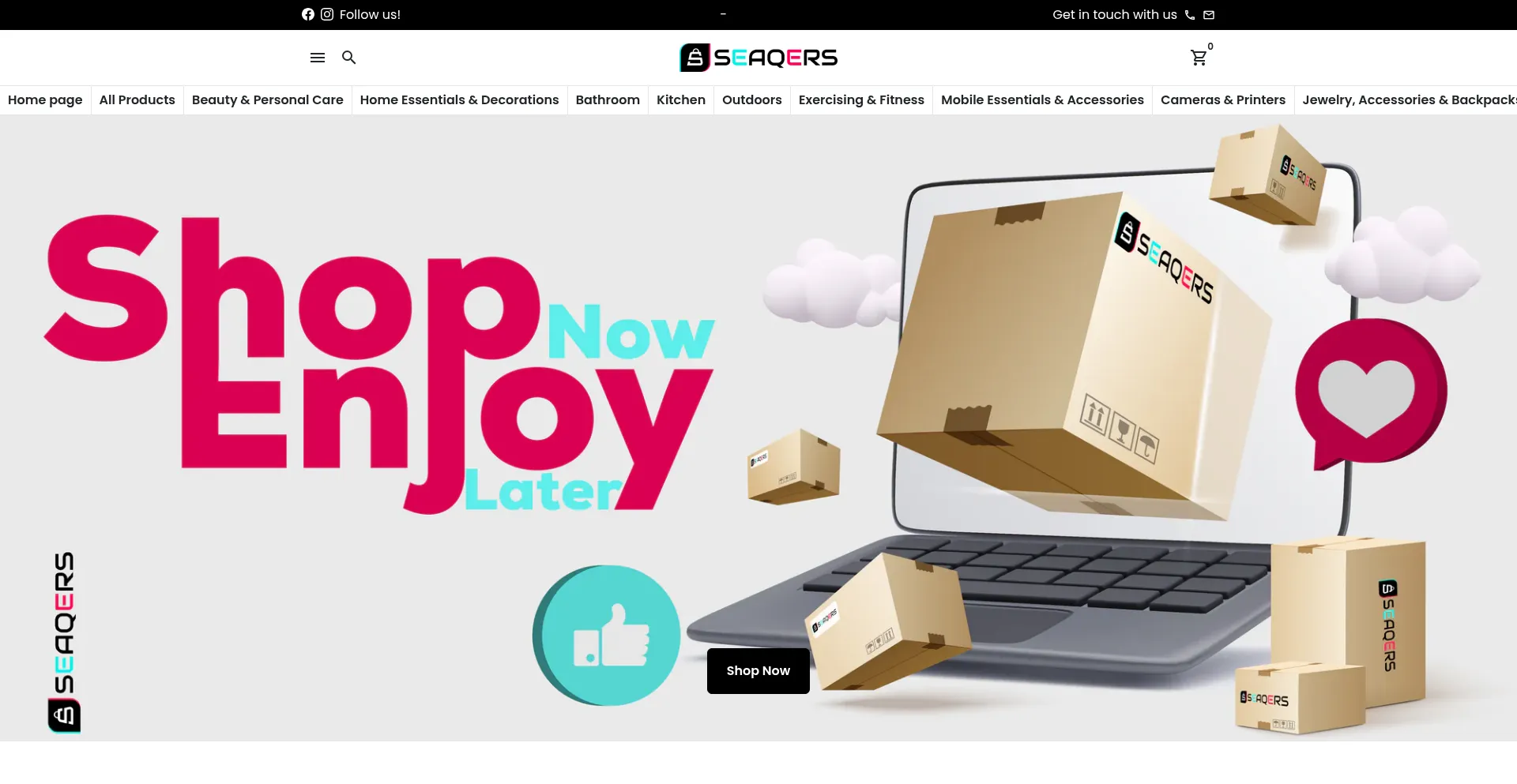 Website screenshot of Seaqers.com