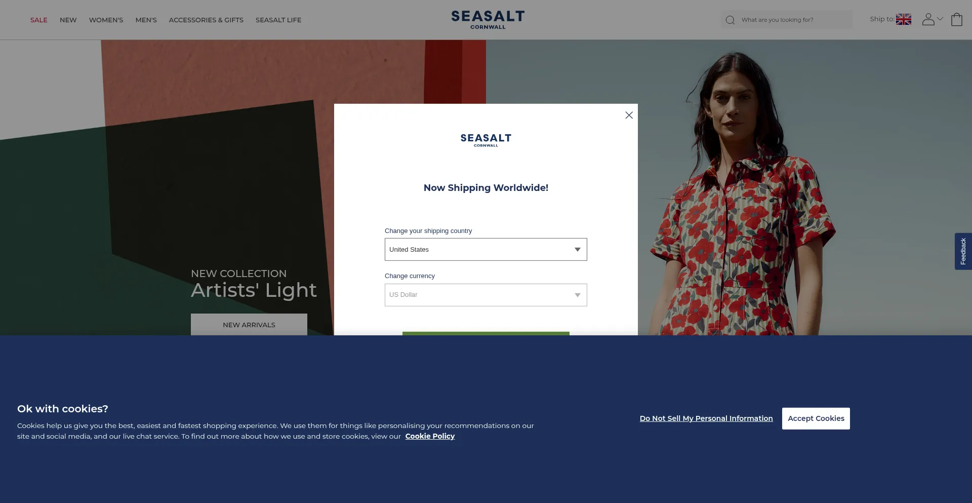 Website screenshot of Seasaltcornwall.co.uk