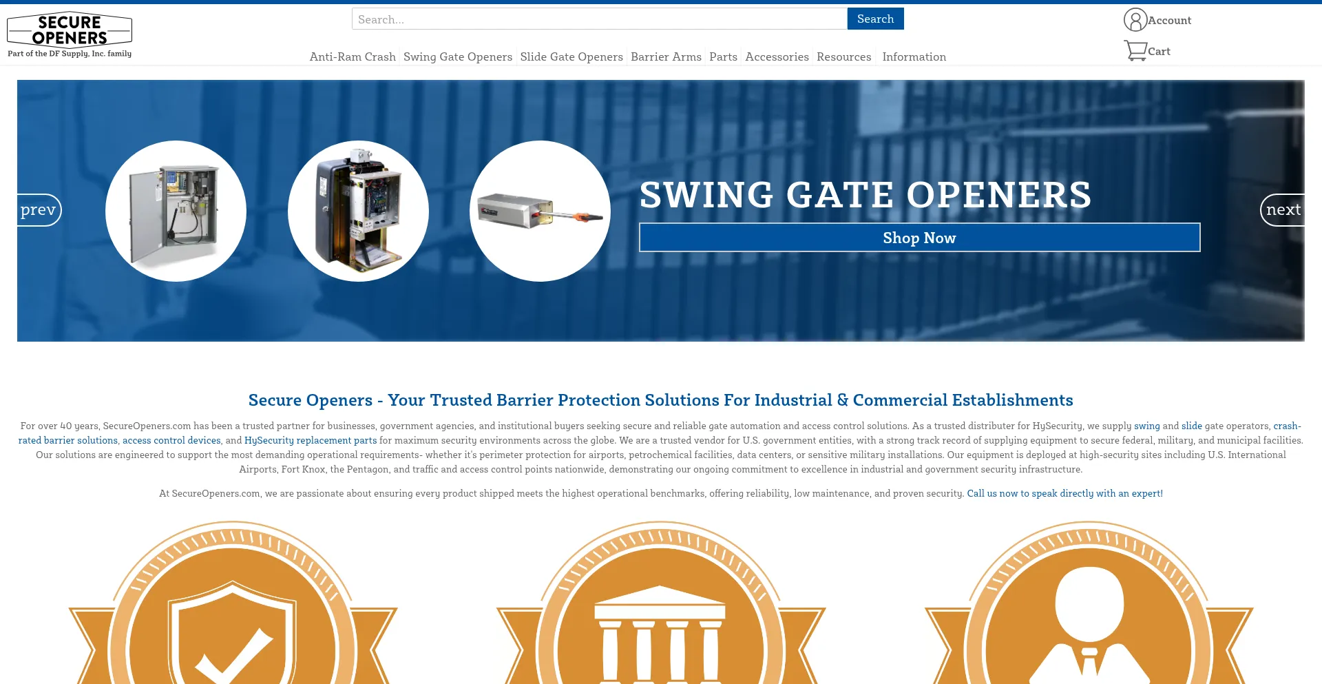 Website screenshot of Secureopeners.com