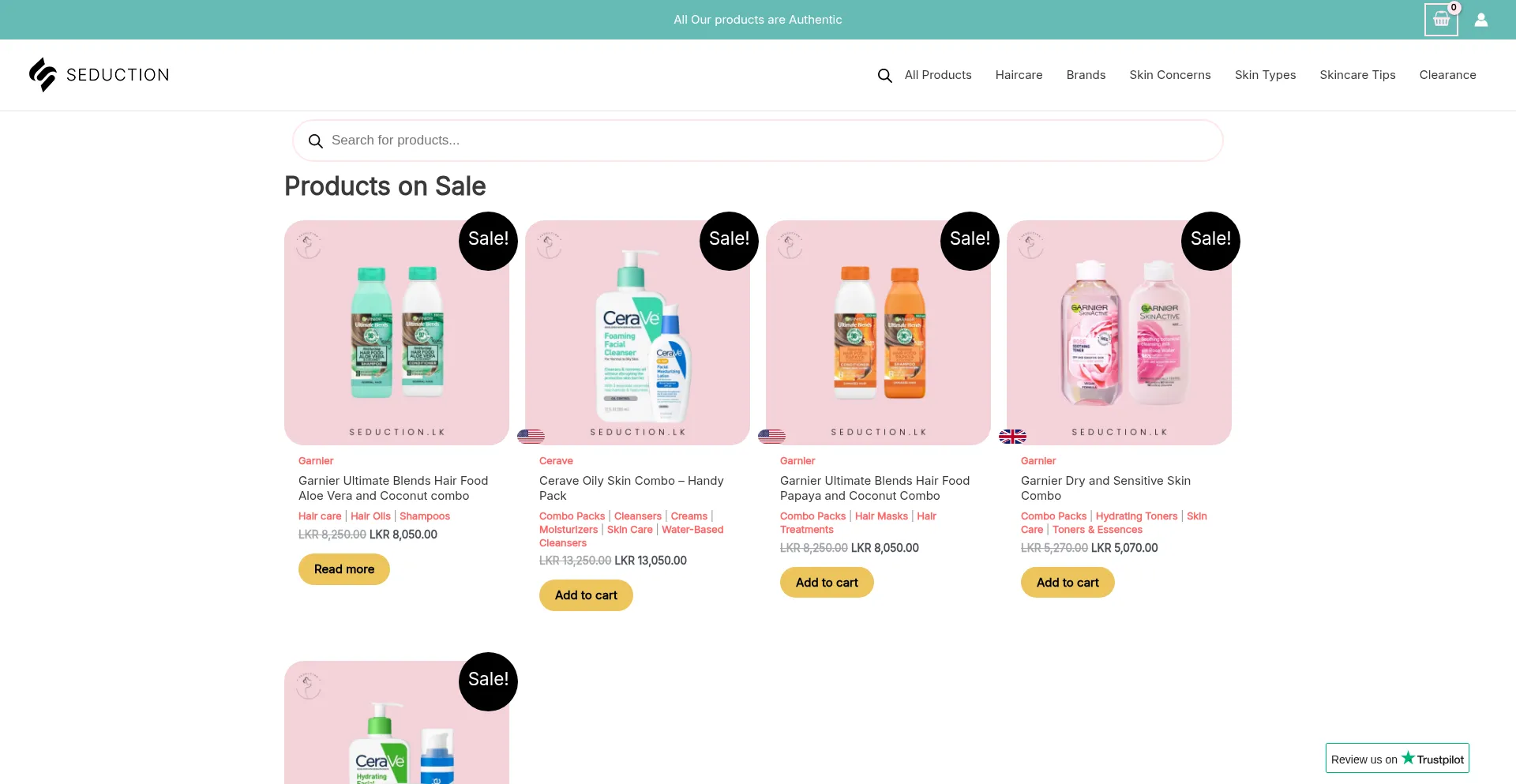 Website screenshot of Seduction.lk
