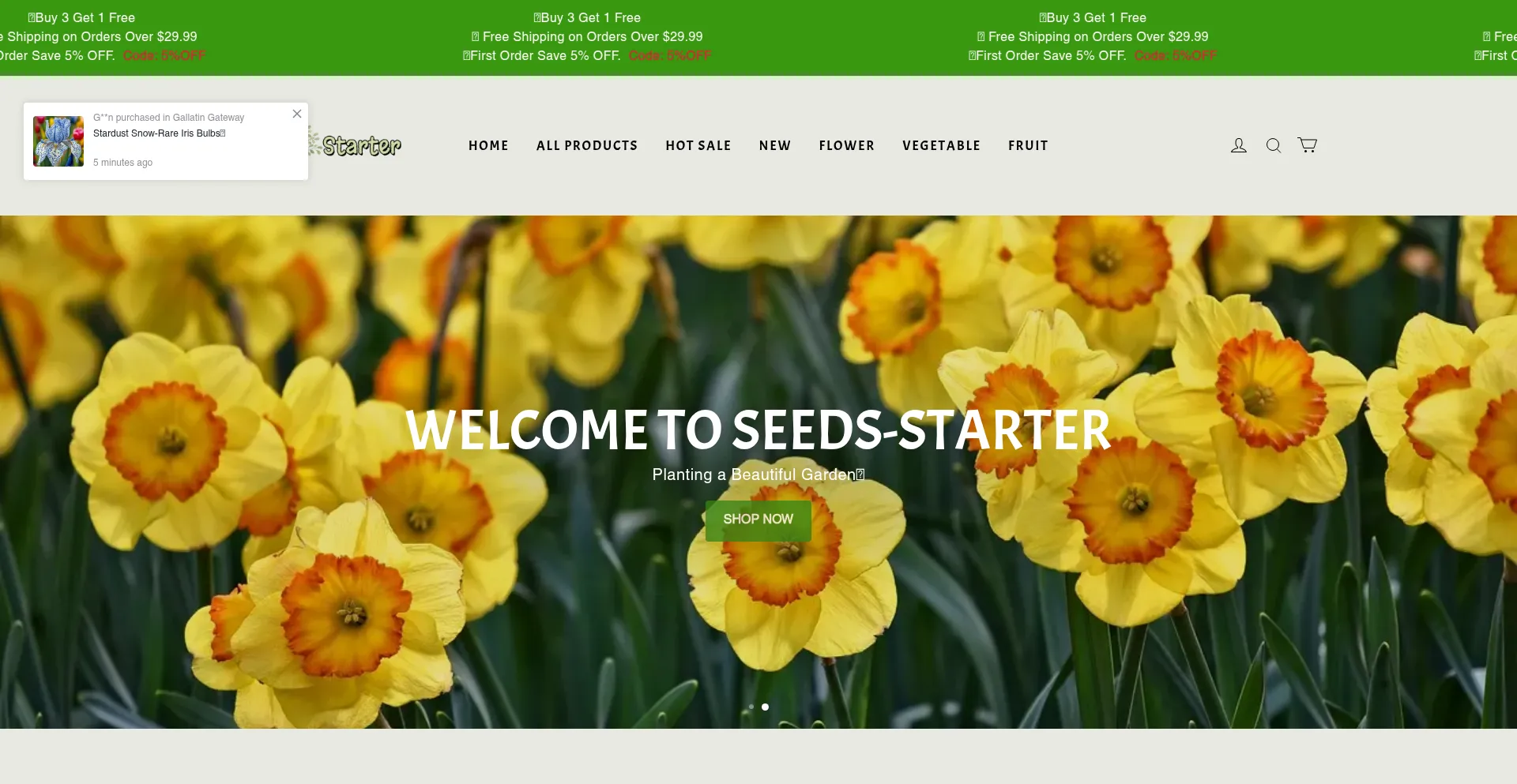 Website screenshot of Seedsstarter.com