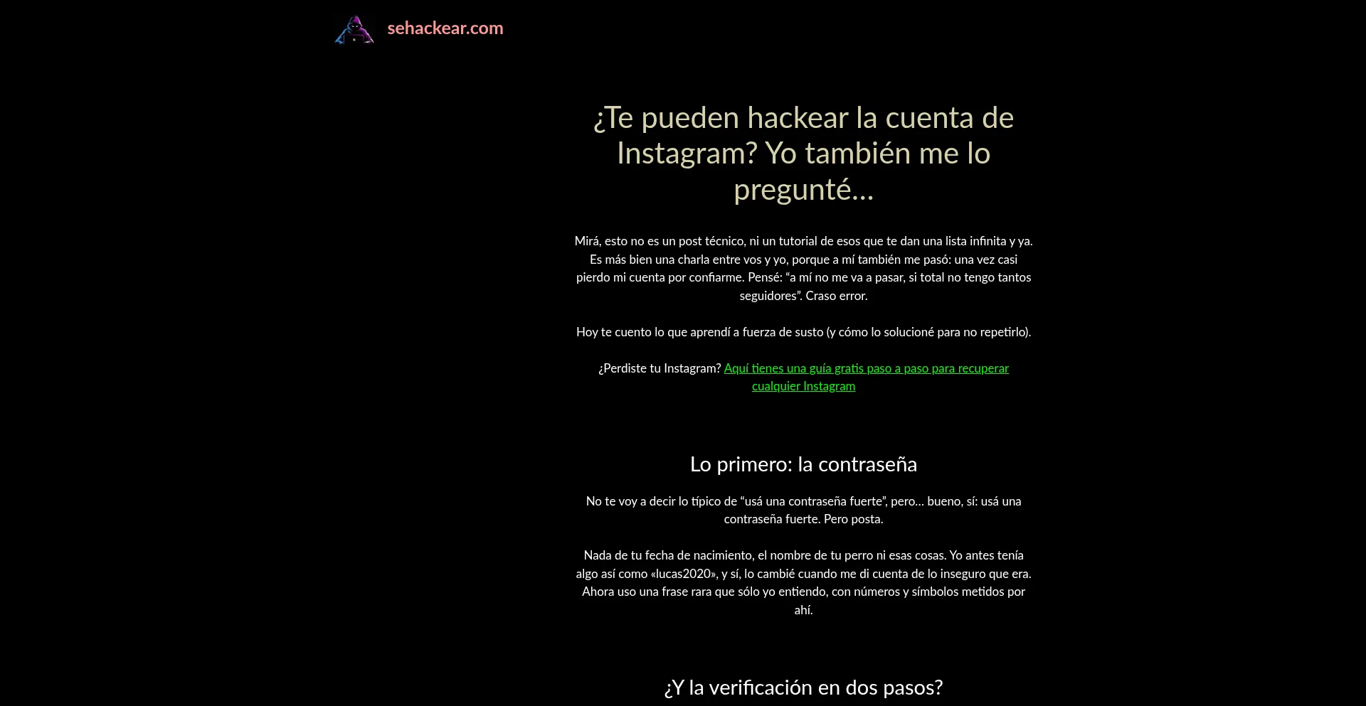 Website screenshot of Sehackear.com