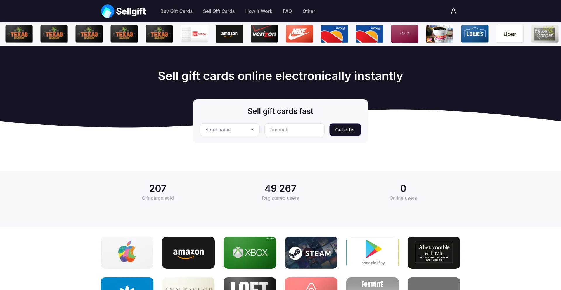 Sellgift.cards Screenshot