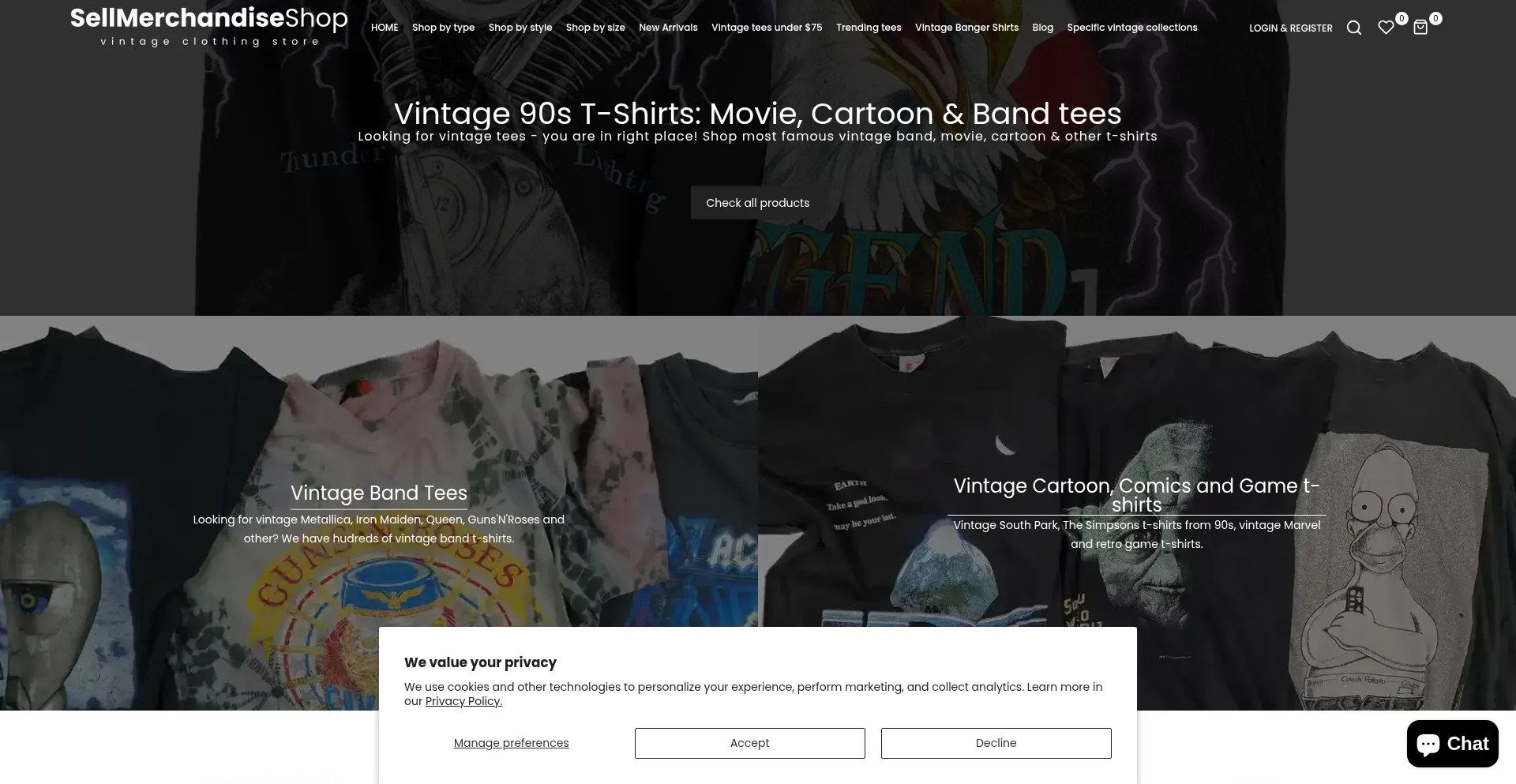 Website screenshot of Sellmerchandise.shop