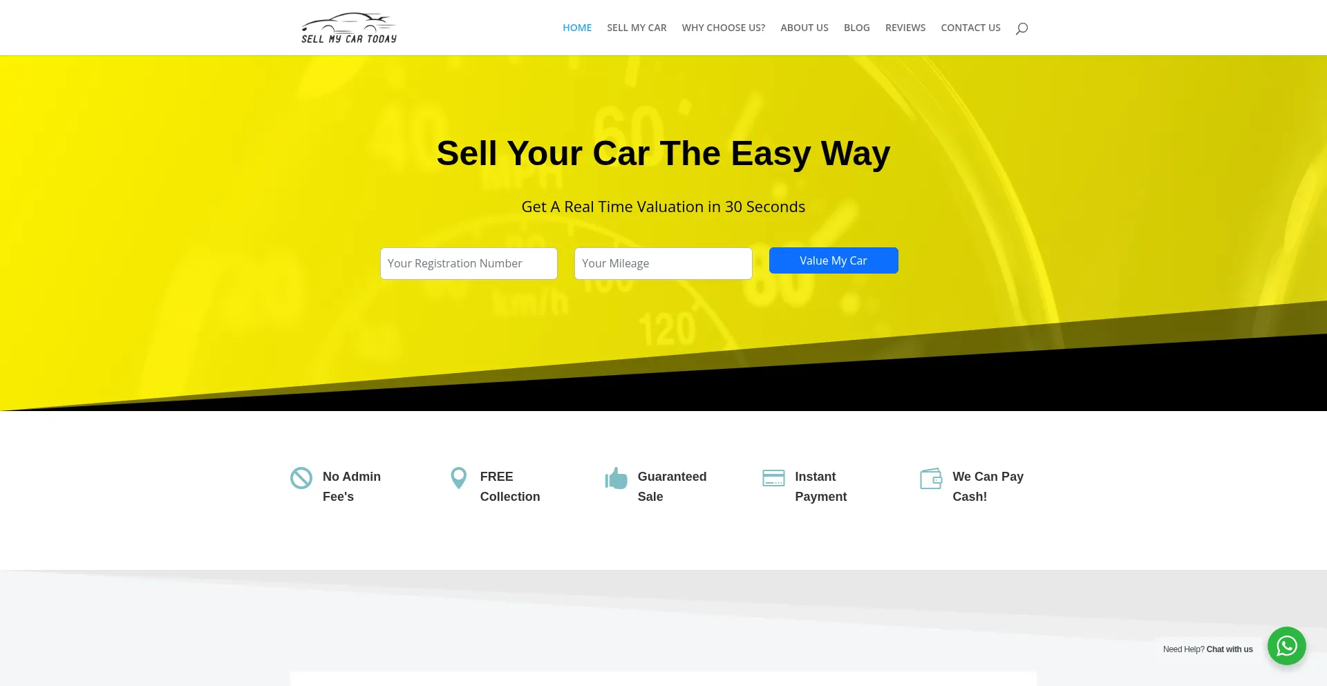 Website screenshot of Sellmycartoday.uk