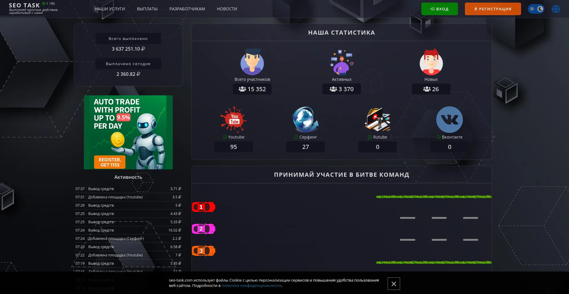 Website screenshot of Seo-task.com