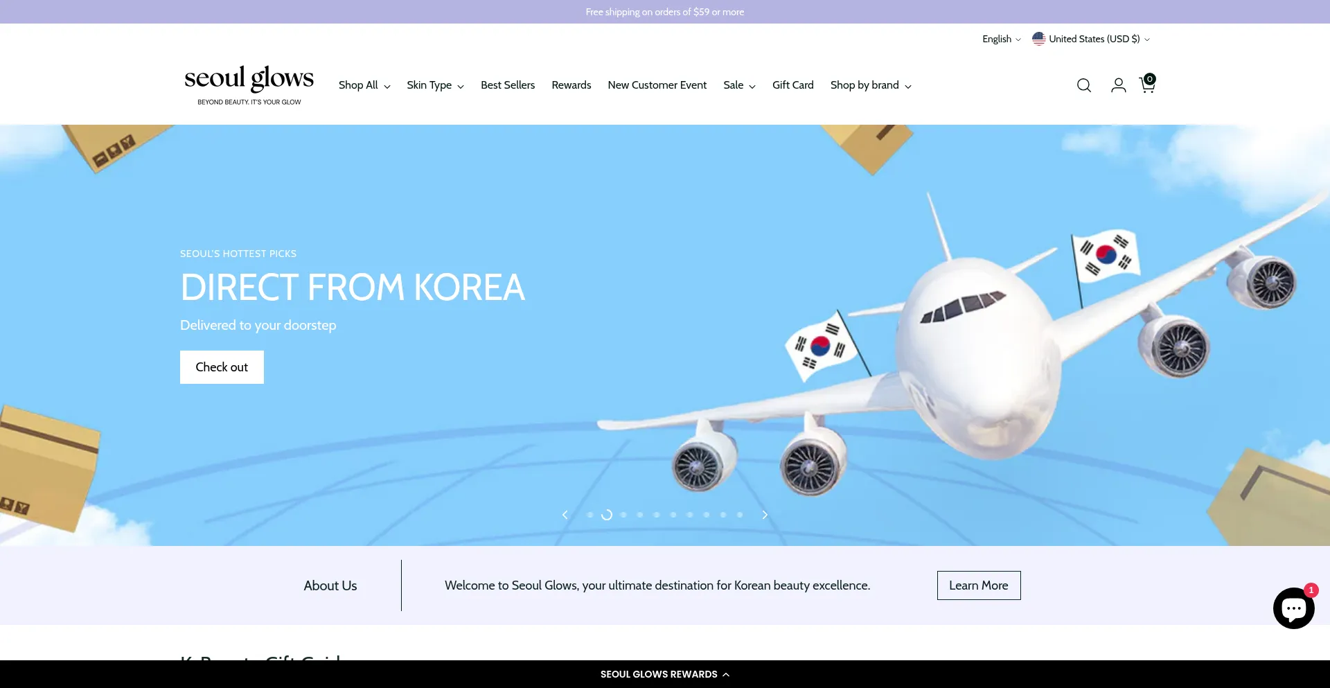 Website screenshot of Seoulglows.com