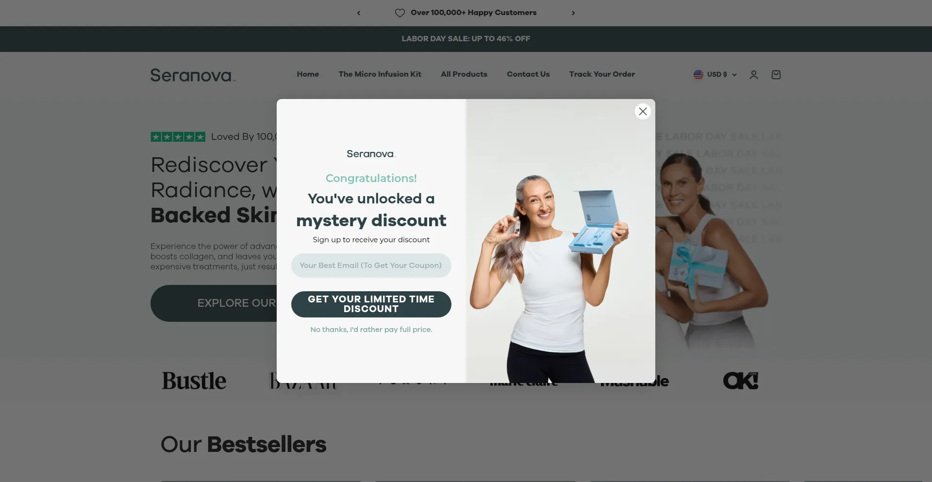 Website screenshot of Seranova.com