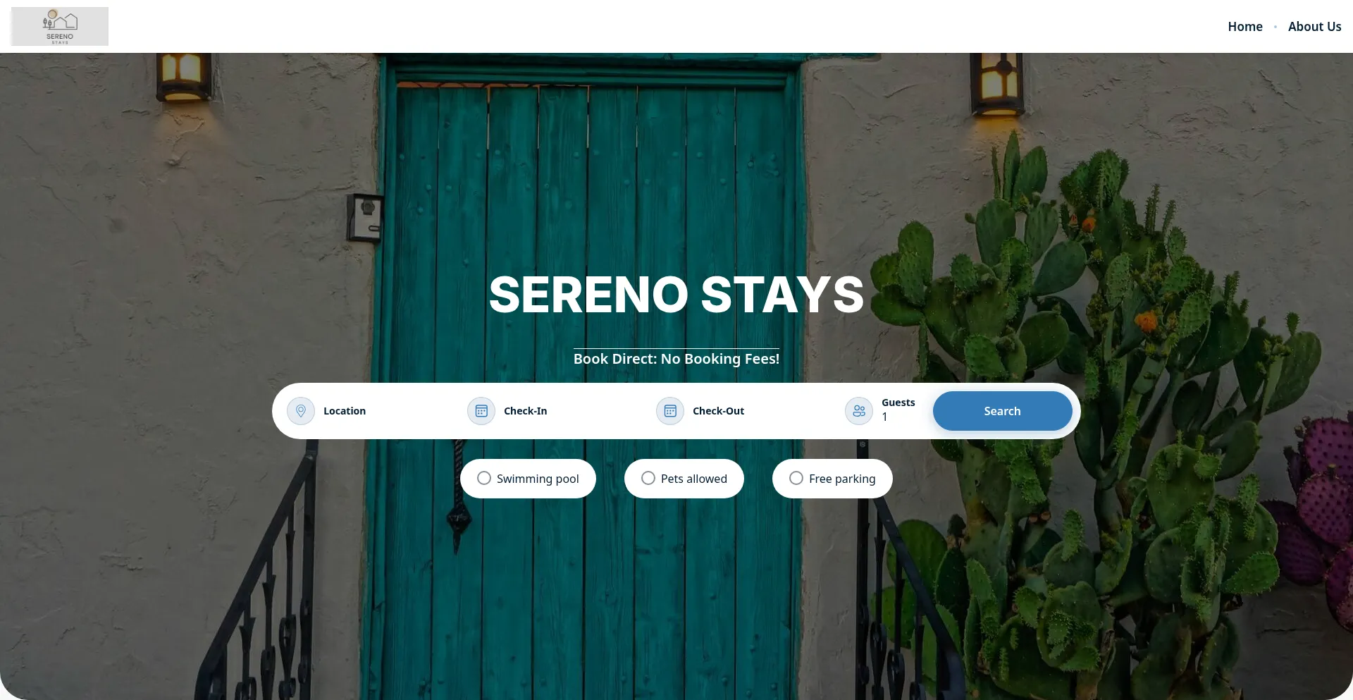 Website screenshot of Sereno-stays.com