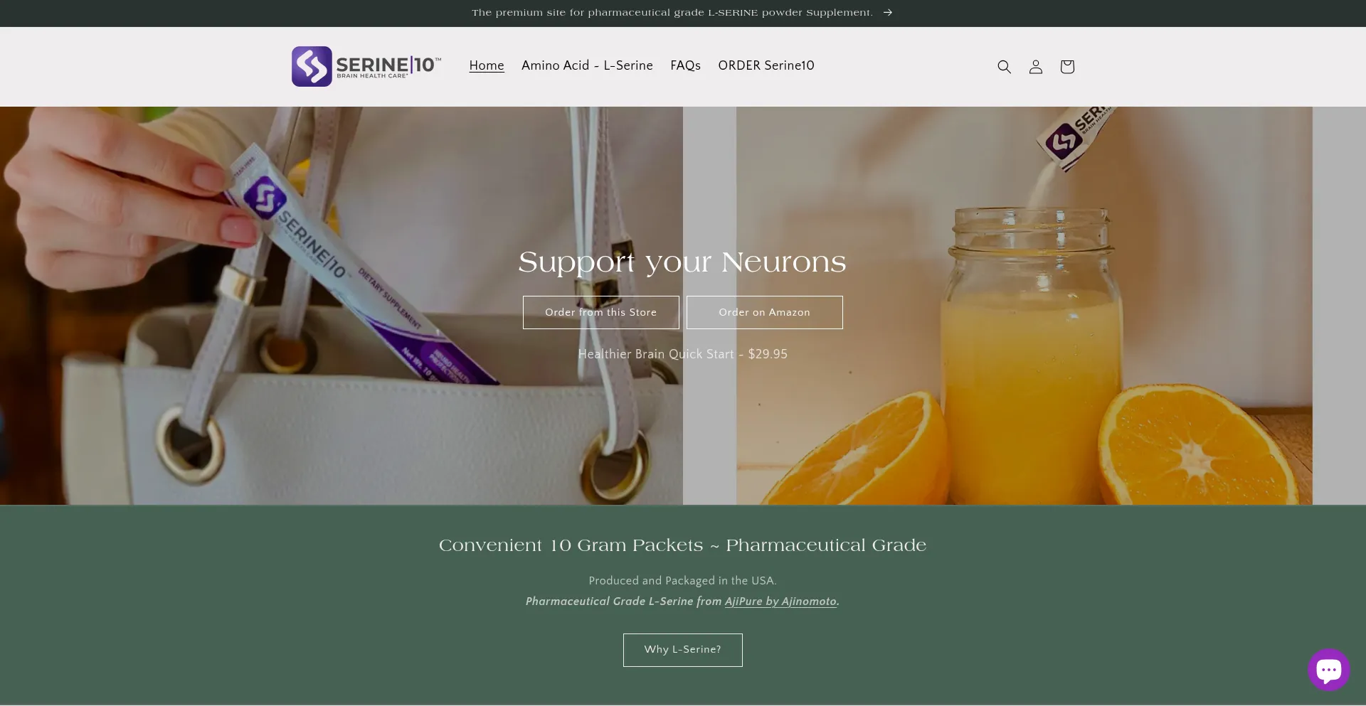 Website screenshot of Serine10.com
