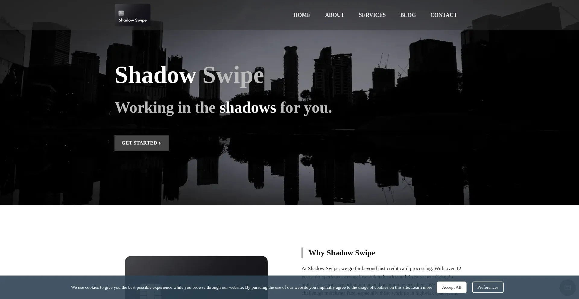 Website screenshot of Shadowswipe.com