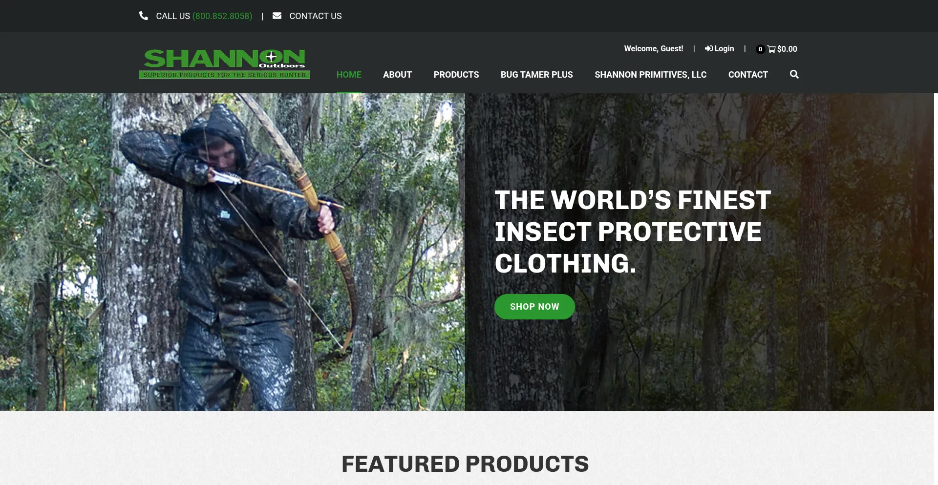 Website screenshot of Shannonoutdoors.com