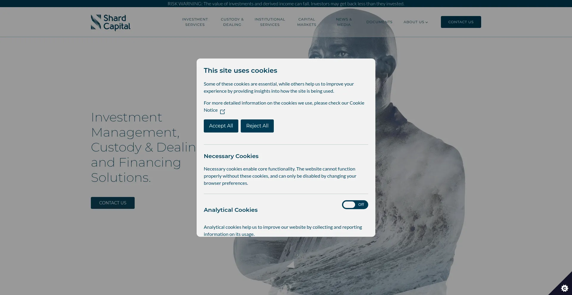 Website screenshot of Shardcapital.com