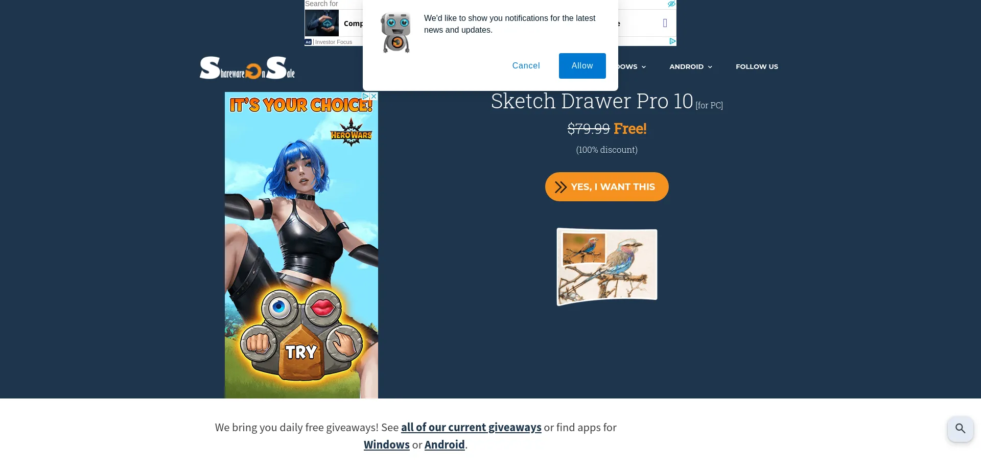 Website screenshot of Sharewareonsale.com