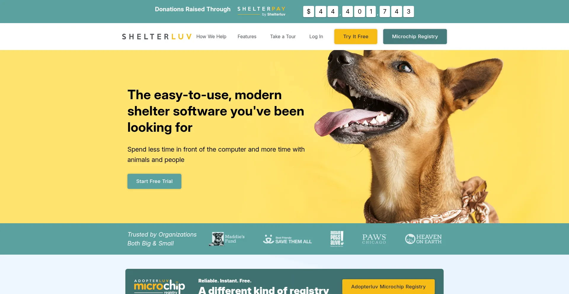 Website screenshot of Shelterluv.com
