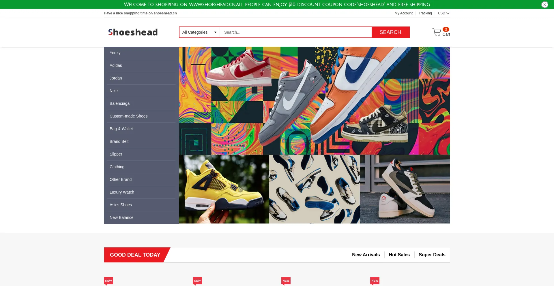 Website screenshot of Shoeshead.cn