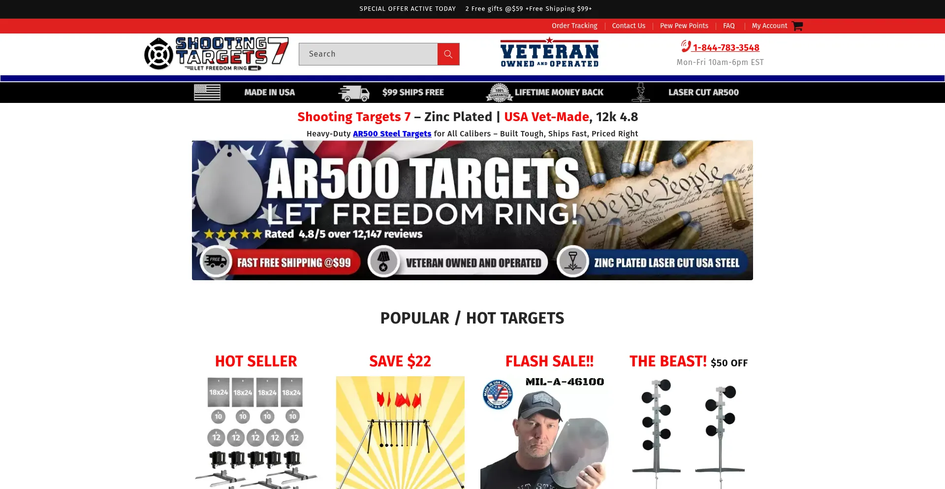 Website screenshot of Shootingtargets7.com