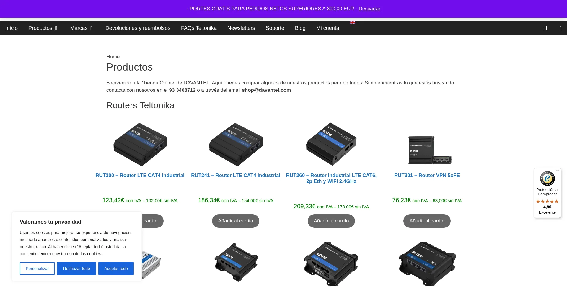 Shop.davantel.com Screenshot