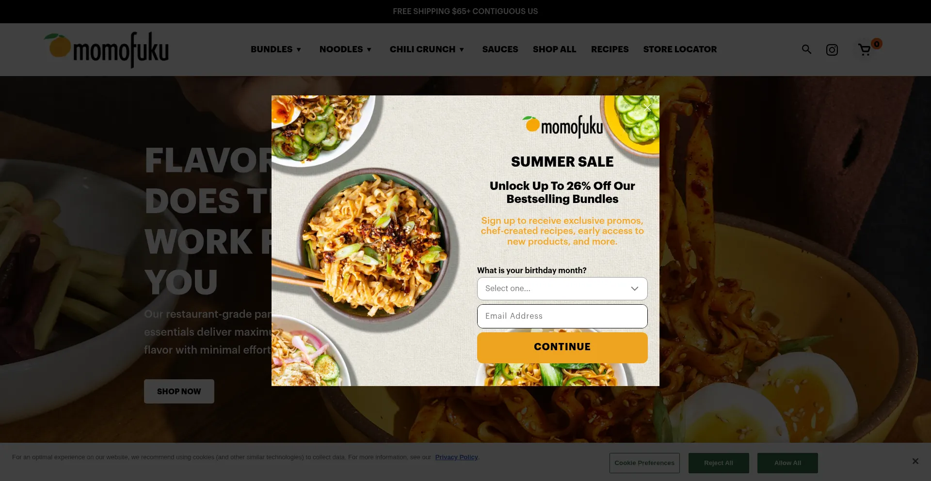 Website screenshot of Shop.momofuku.com