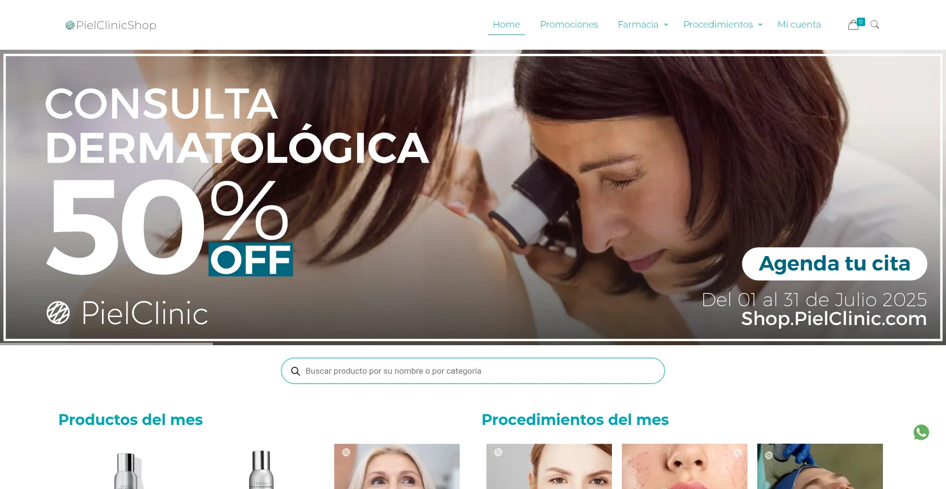 Website screenshot of Shop.pielclinic.com