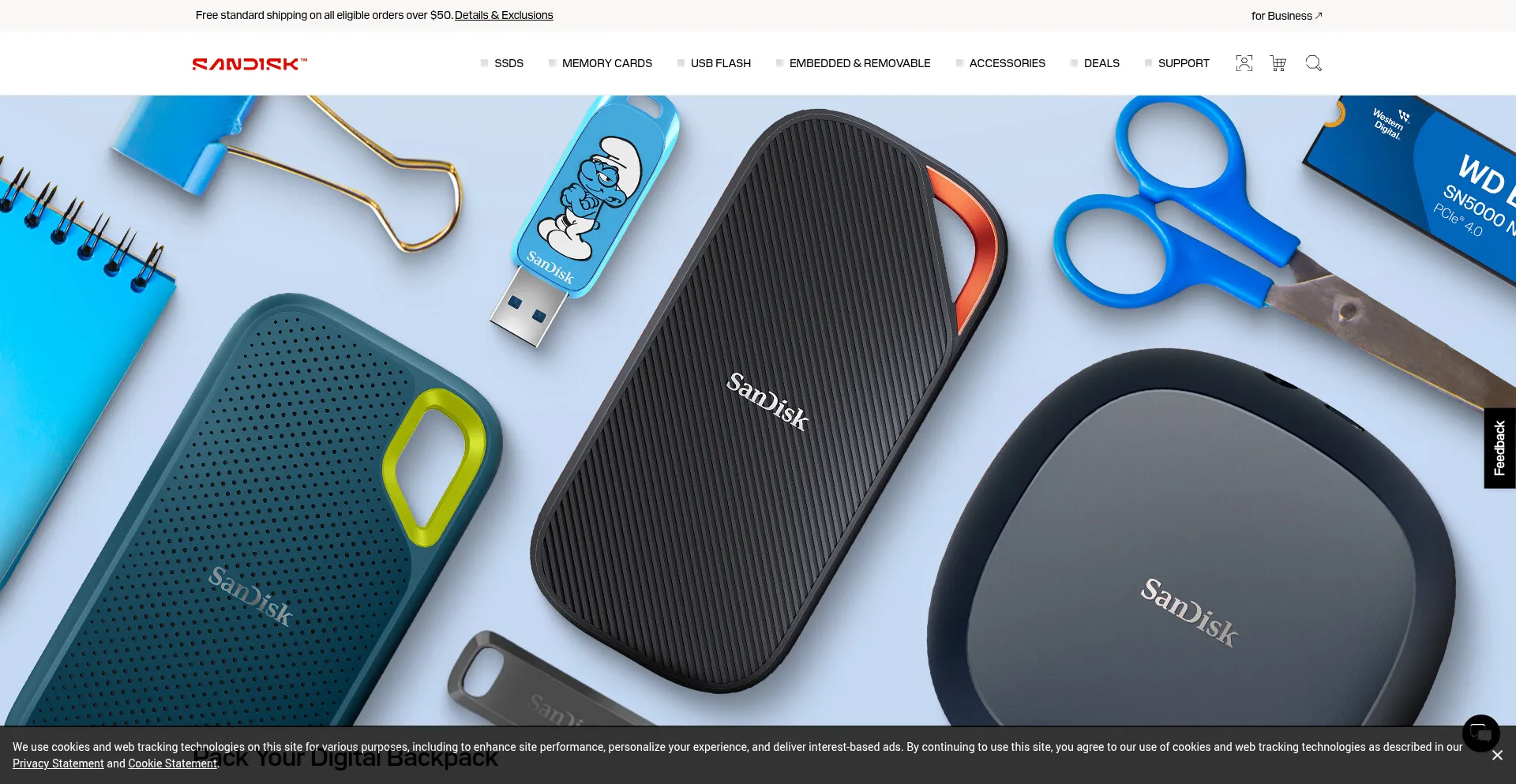 Website screenshot of Shop.sandisk.com