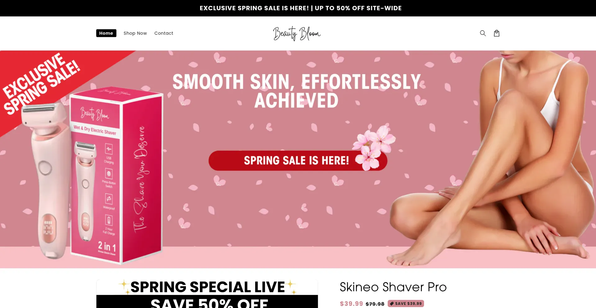 Website screenshot of Shopbeautybloomco.com