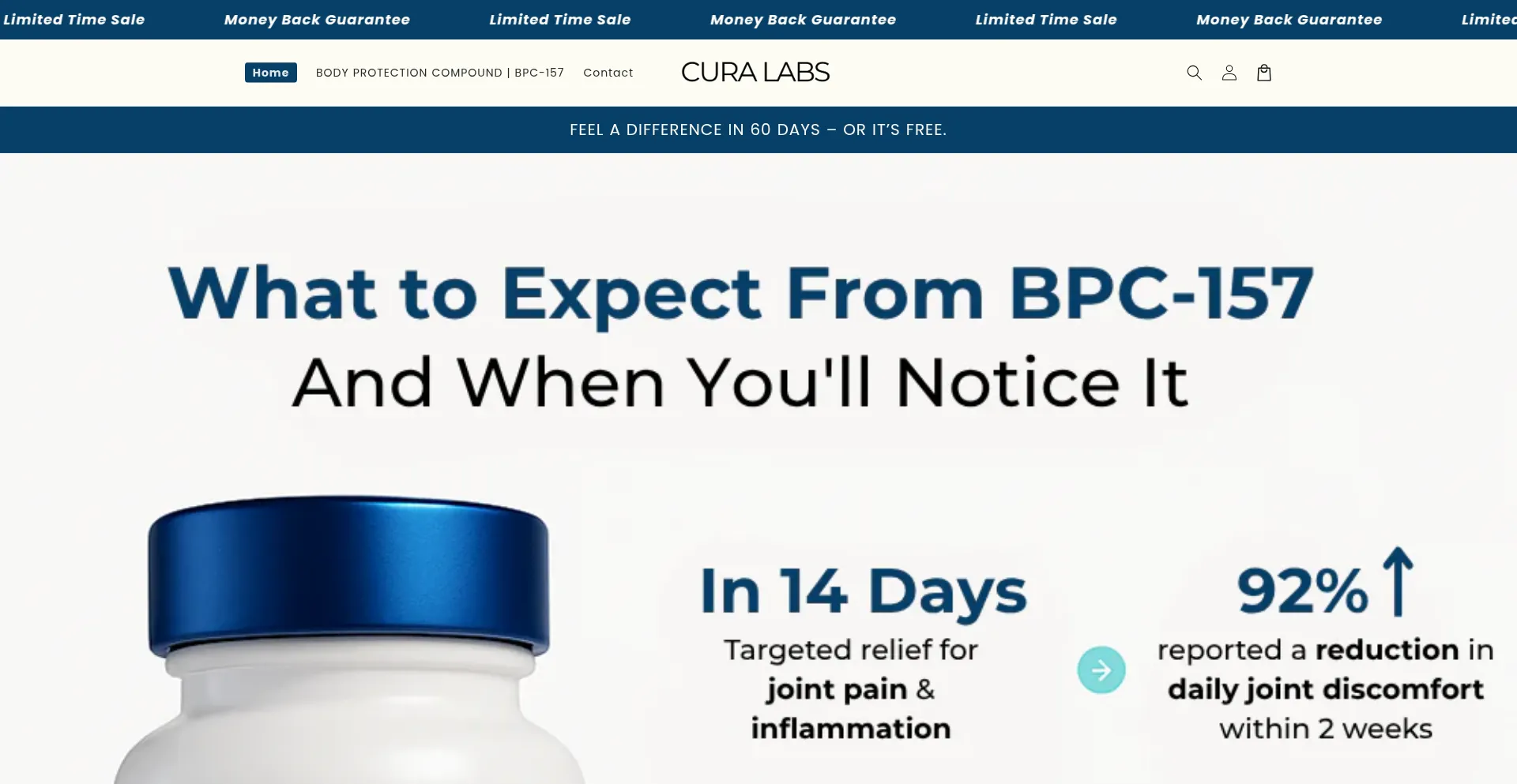 Website screenshot of Shopcuralabs.com