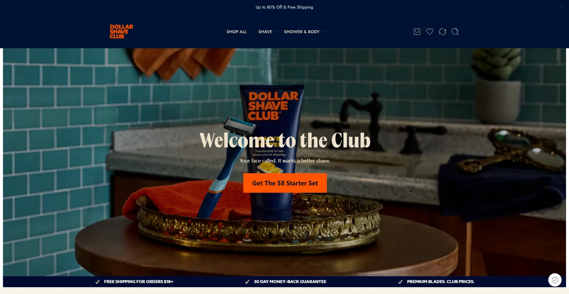 Website screenshot of Shopdollarshaveclub.com