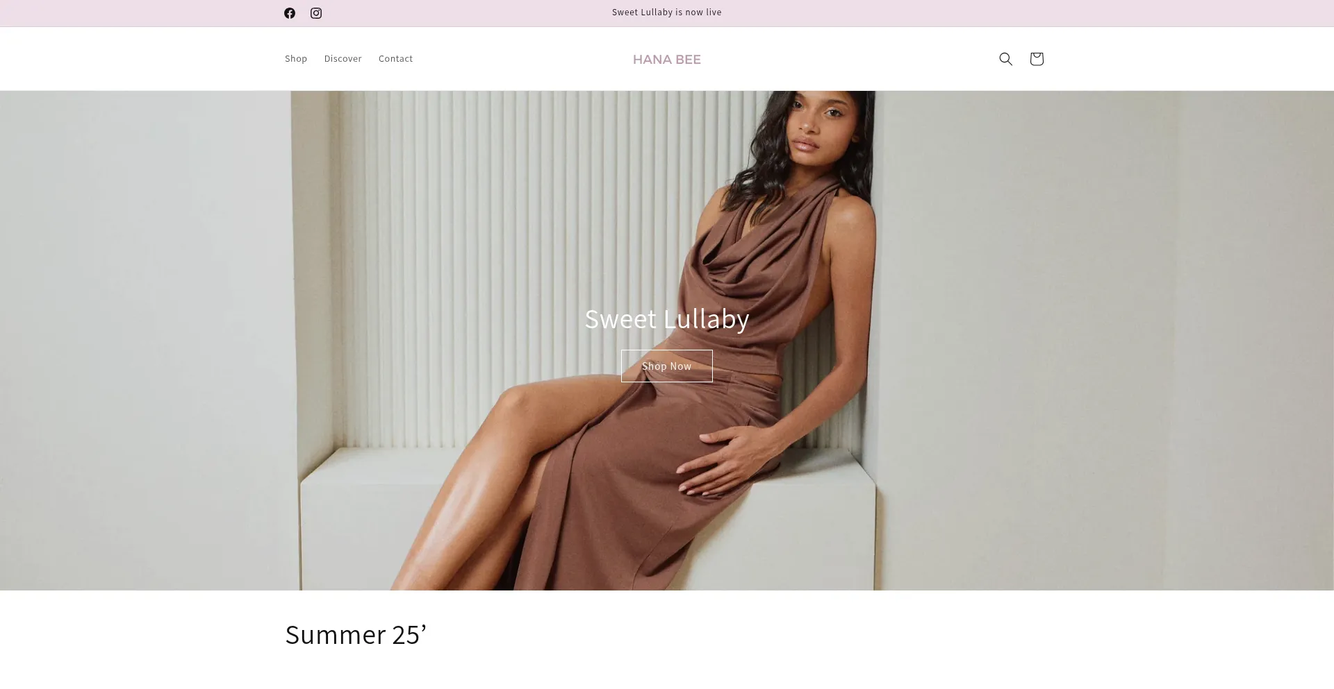 Website screenshot of Shophanabee.com