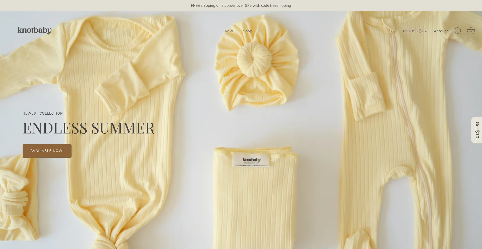 Website screenshot of Shopknotbaby.com