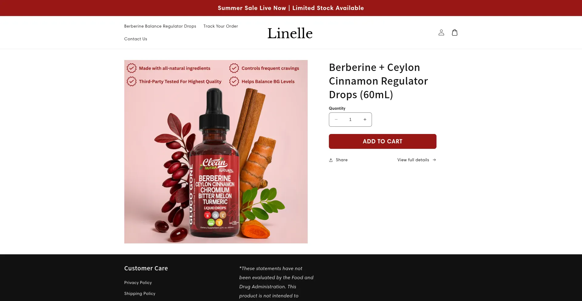 Website screenshot of Shoplinelle.com