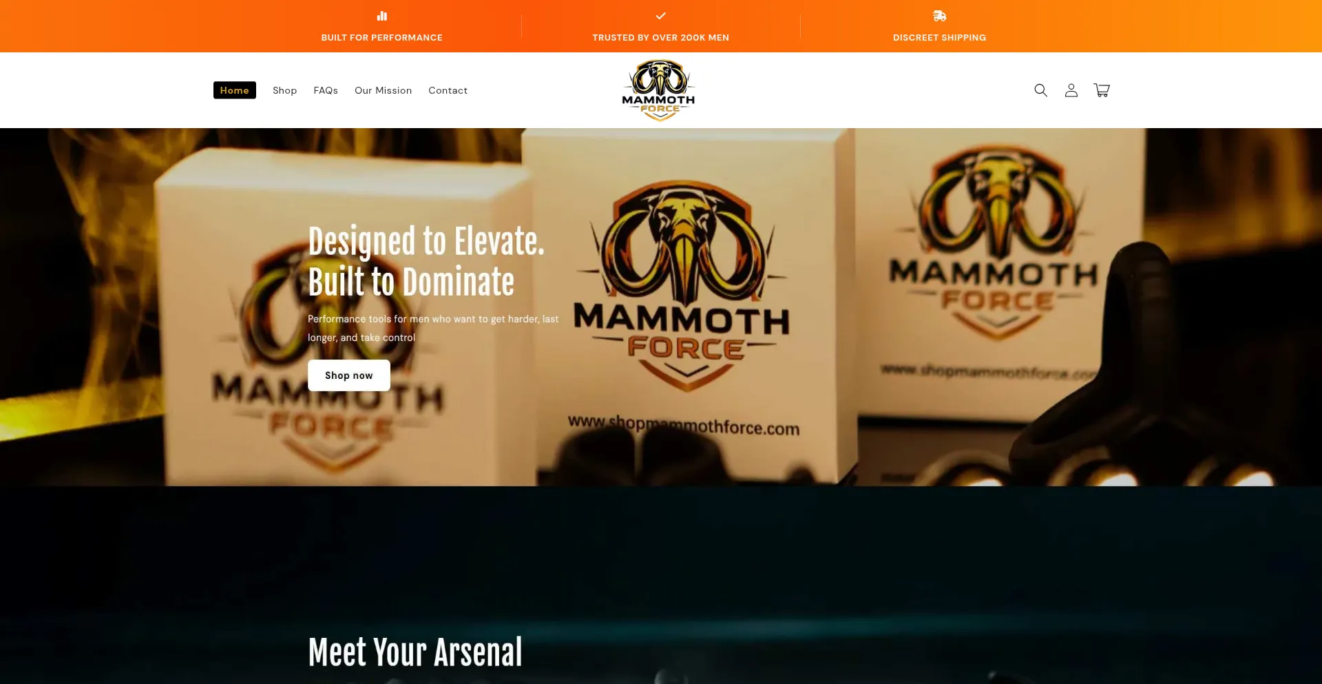 Website screenshot of Shopmammothforce.com