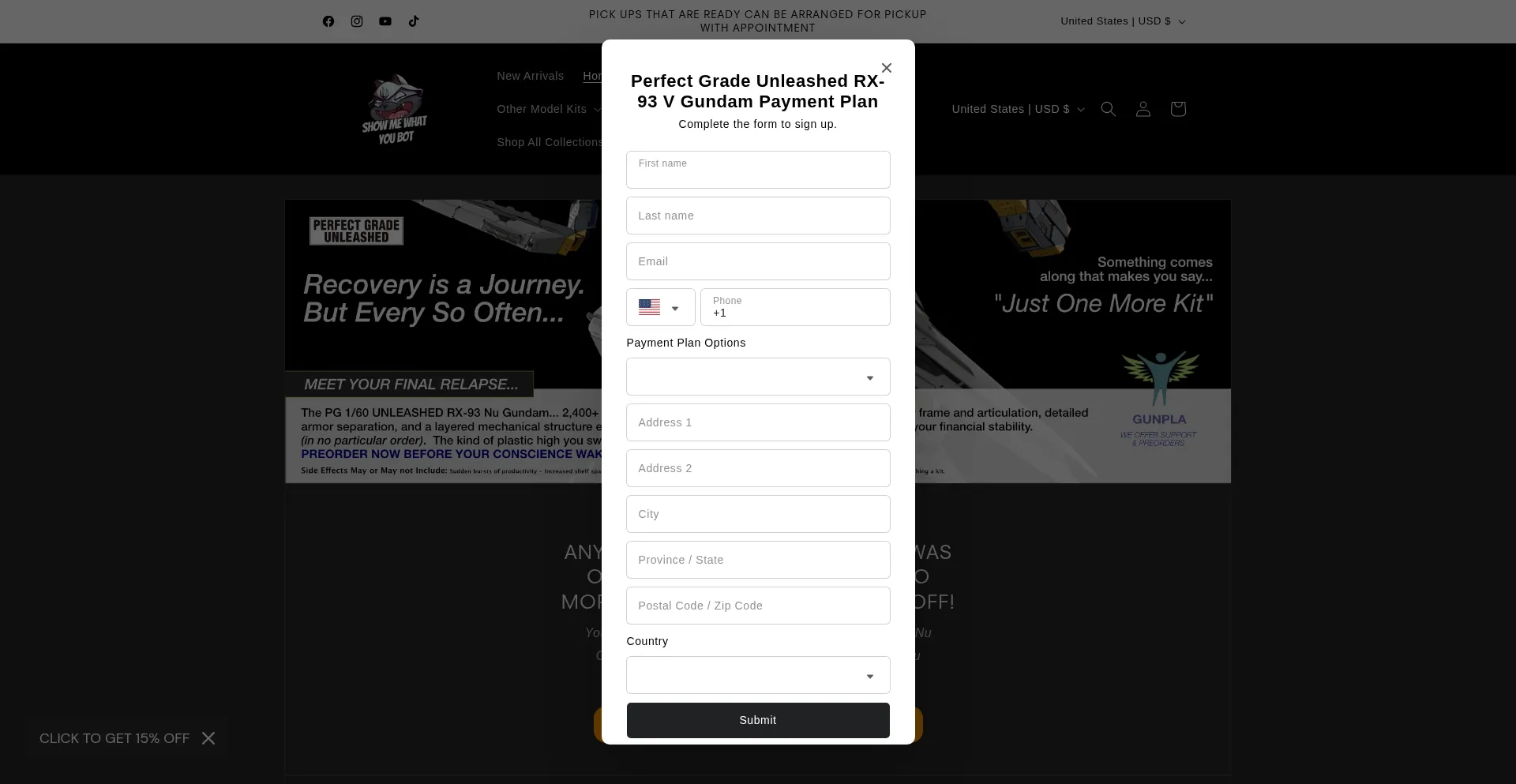 Website screenshot of Showmewhatyoubot.com