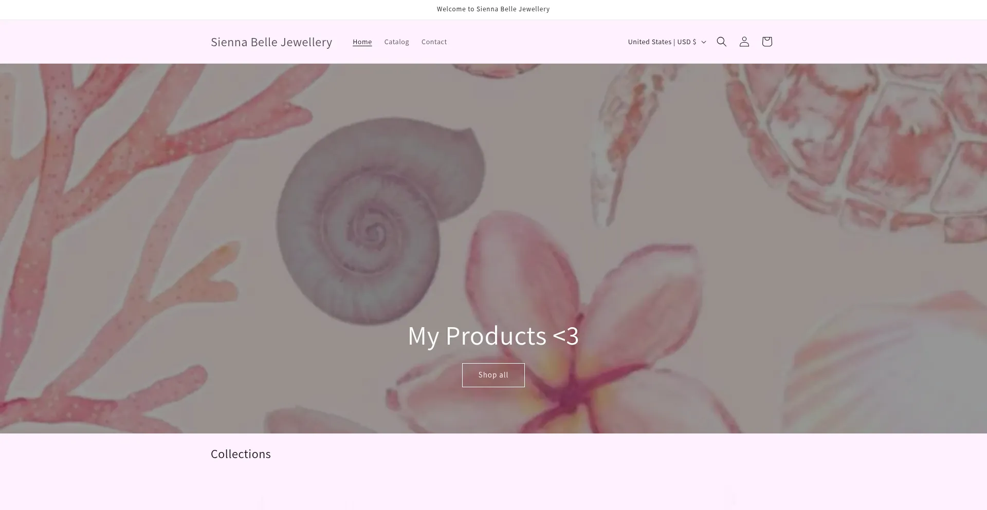 Website screenshot of Siennabellejewellery.myshopify.com