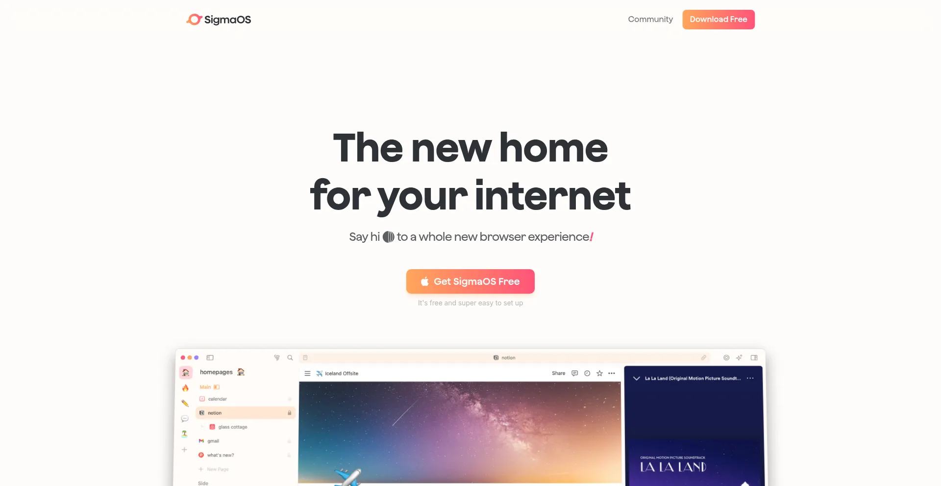 Website screenshot of Sigmaos.com