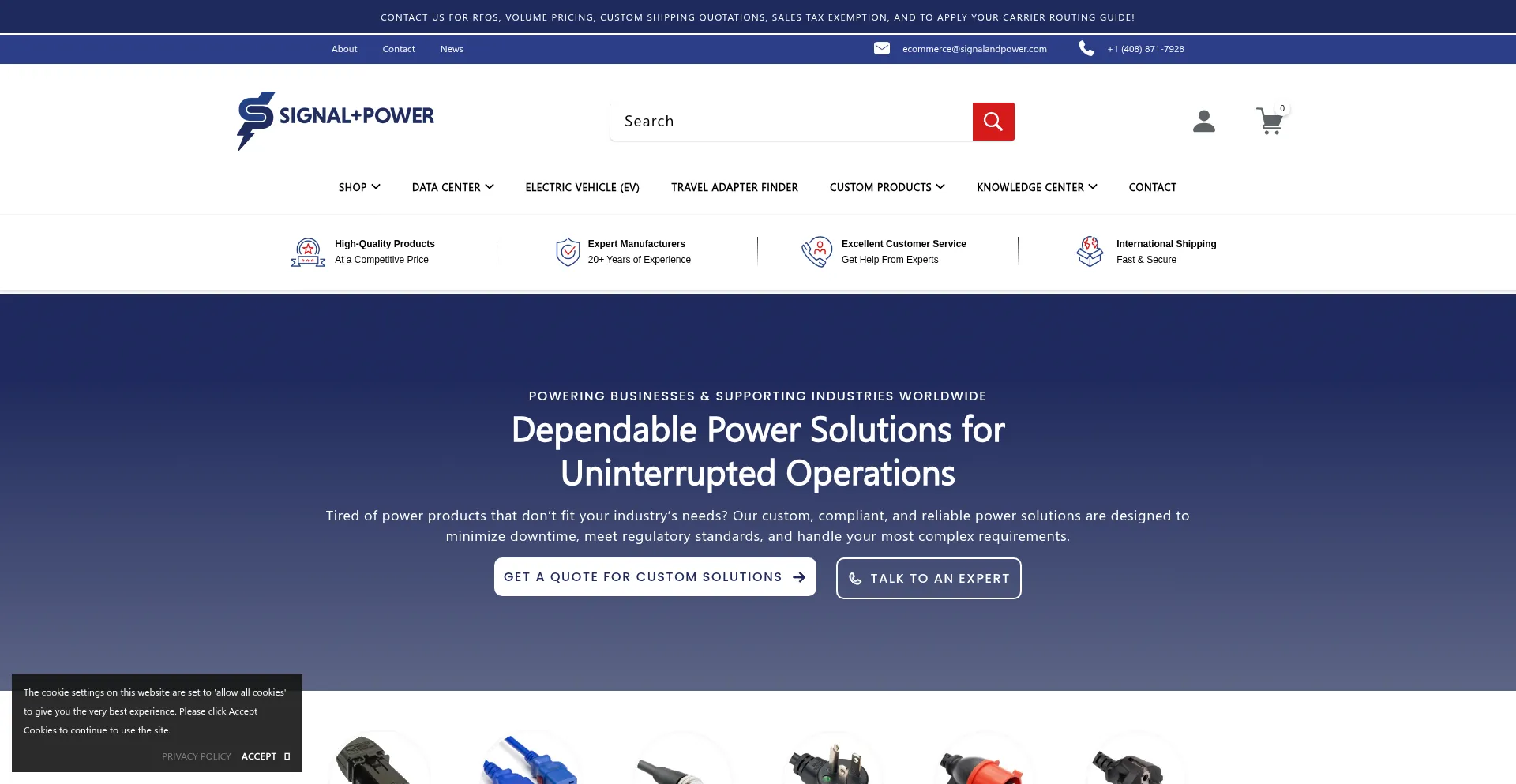 Website screenshot of Signalandpower.com